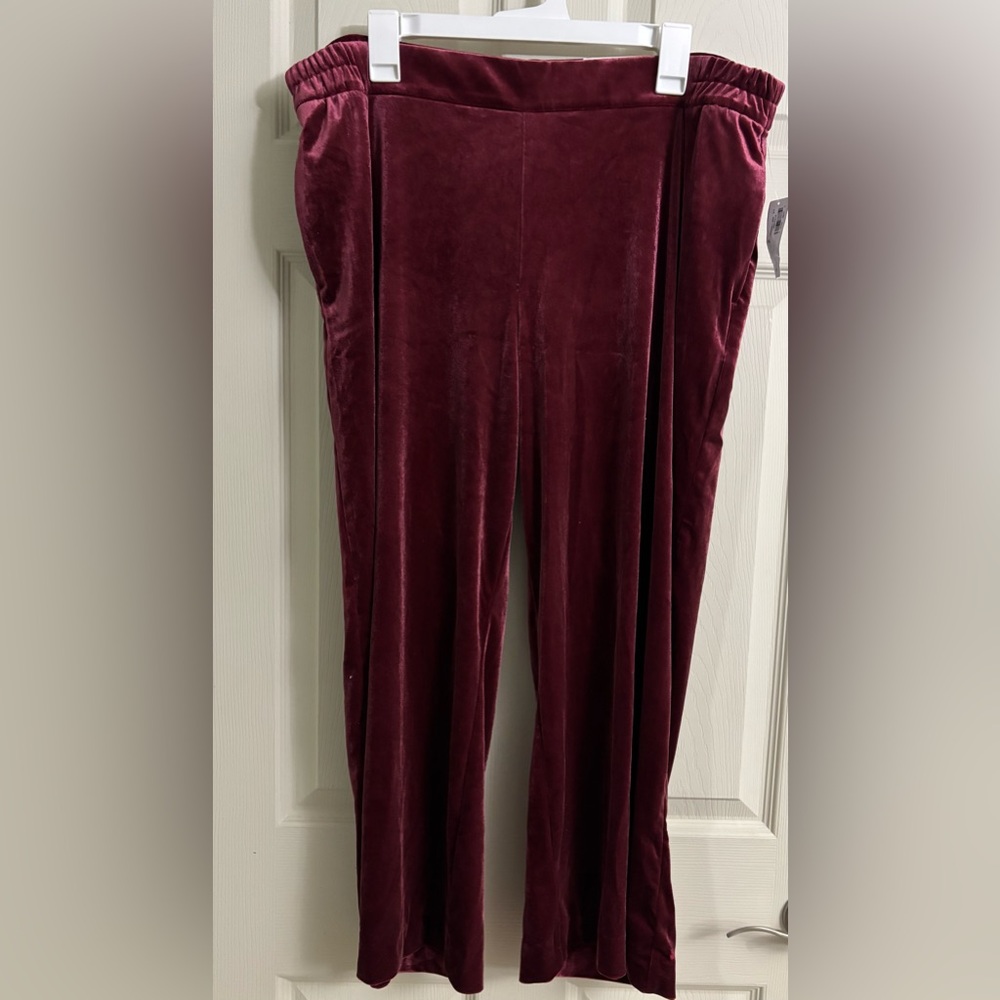 Old Navy Maroon Velvet Stretch Waist Trousers